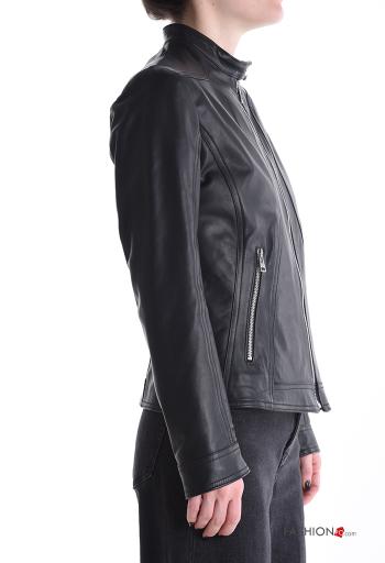 Chiodo in Vera pelle con fodera con zip con bottoni con tasche - ph 3