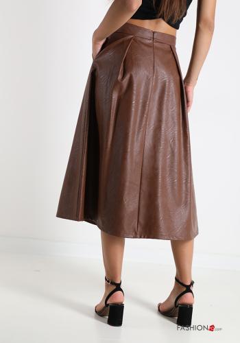 faux leather full Skirt with pockets with zip - ph 2