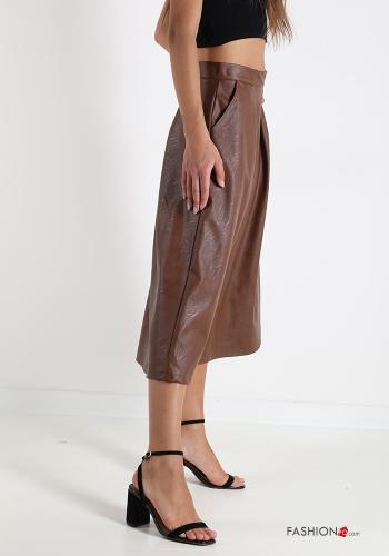 faux leather full Skirt with pockets with zip - ph 3