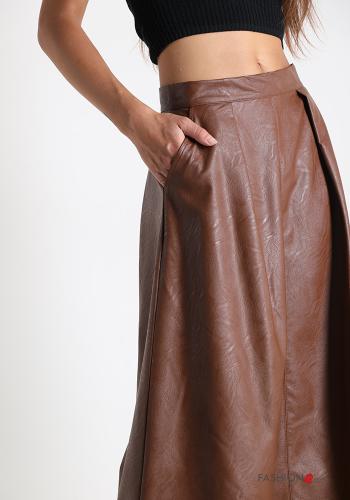 faux leather full Skirt with pockets with zip - ph 4