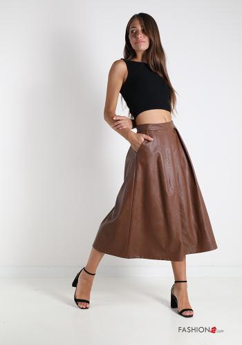 faux leather full Skirt with pockets with zip - ph 5