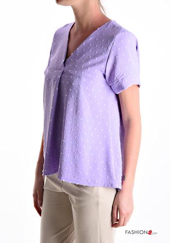 Polka-dot short sleeve Blouse with v-neck - ph 3
