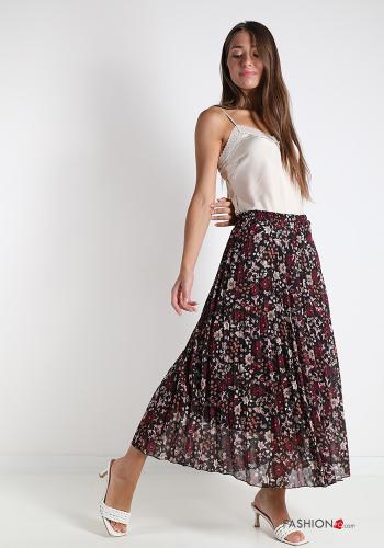 Skirt  pleated midi Floral print - ph 5