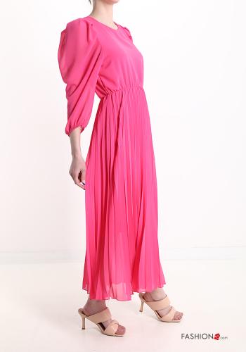 Vestido plissê longo manga três quartos - ph 3