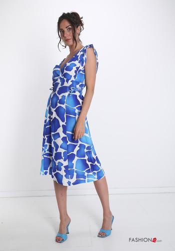 Sleeveless Dress  with bow v-neck Animal print - ph 1