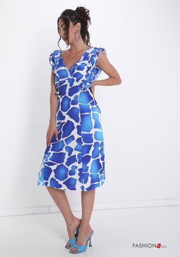 Sleeveless Dress  with bow v-neck Animal print - ph 3