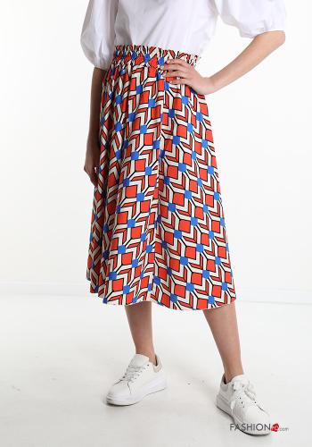 Skirt in Cotton Geometric Pattern - ph 1