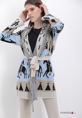 Cardigan  con cintura con frange Fantasia oggetti - ph 1