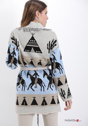 Cardigan  con cintura con frange Fantasia oggetti - ph 2
