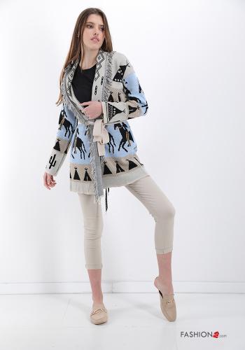 Cardigan  con cintura con frange Fantasia oggetti - ph 5