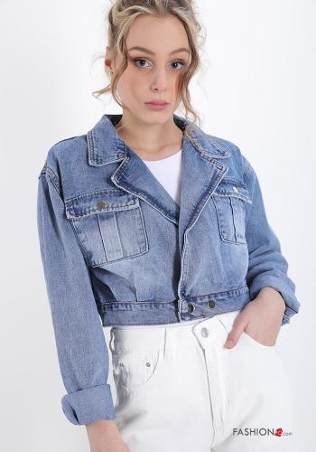 Suit jacket in Cotton  with buttons denim - ph 1