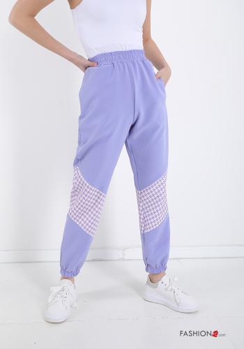 Pantalone sportivo  con tasche Fantasia pied de poule - ph 1
