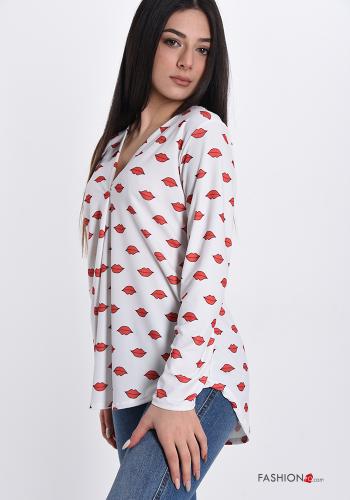 Blusa  scollo a V Fantasia stampata - ph 3