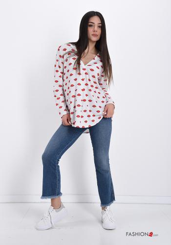 Blusa  scollo a V Fantasia stampata - ph 5