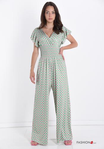Jumpsuit  con balze scollo a V Fantasia astratta - ph 1