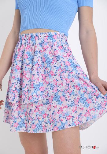 Mini skirt  with flounces Floral print - ph 1