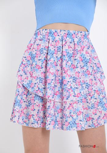Mini skirt  with flounces Floral print - ph 4