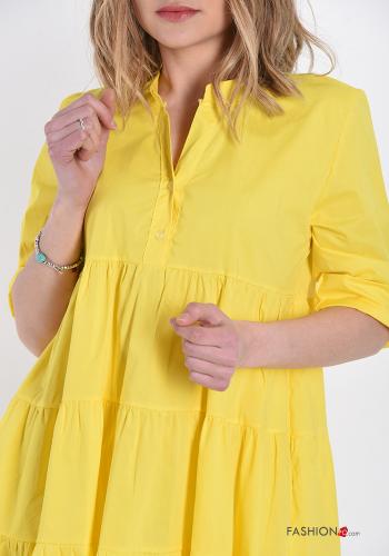 Robe en Coton  à volants encolure en V - ph 4
