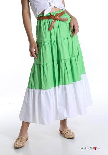 Gonna in Cotone  con nastro con balze longuette Fantasia colorata - ph 1