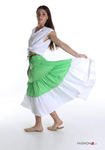 Gonna in Cotone  con nastro con balze longuette Fantasia colorata - ph 5