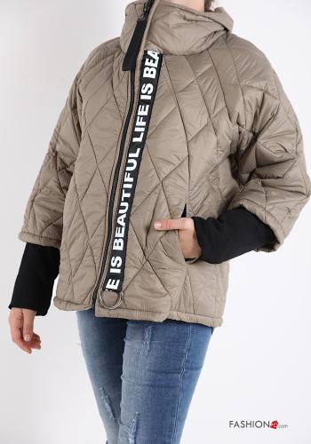 Rollkragen- Daunenjacke mit Taschen mit Reißverschluss - ph 1