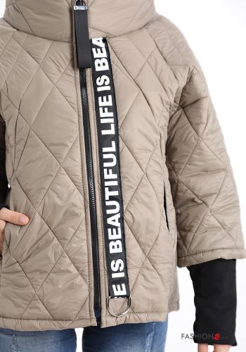 Rollkragen- Daunenjacke mit Taschen mit Reißverschluss - ph 4
