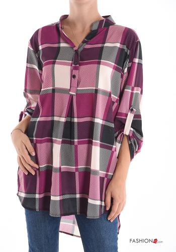 Blusa Fantasia quadrettata vichy con bottoni scollo a V - ph 1