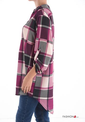 Blusa Fantasia quadrettata vichy con bottoni scollo a V - ph 3