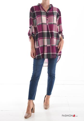 Blusa Fantasia quadrettata vichy con bottoni scollo a V - ph 5