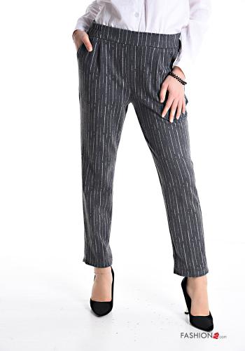 Pantalon Imprimé à rayures avec poches avec élastique - ph 1