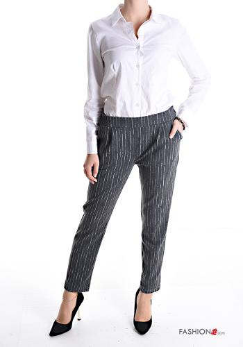 Pantalon Imprimé à rayures avec poches avec élastique - ph 5