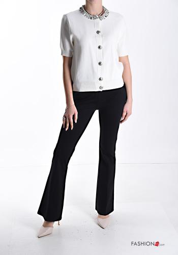 Gilet manches courtes col rond à boutons avec strass - ph 5
