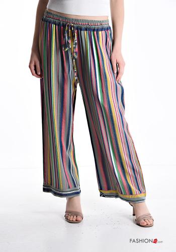 Pantalone wide leg Fantasia righe con elastico - ph 1
