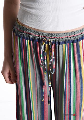 Pantalone wide leg Fantasia righe con elastico - ph 4