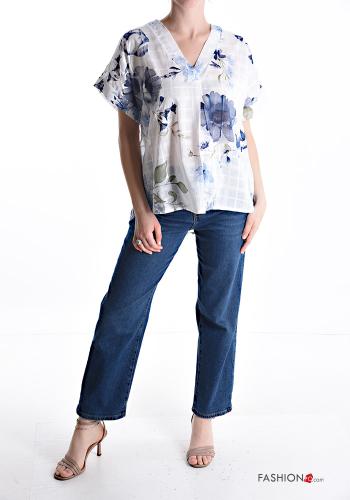 Blusa in Cotone maniche corte scollo a V - ph 5