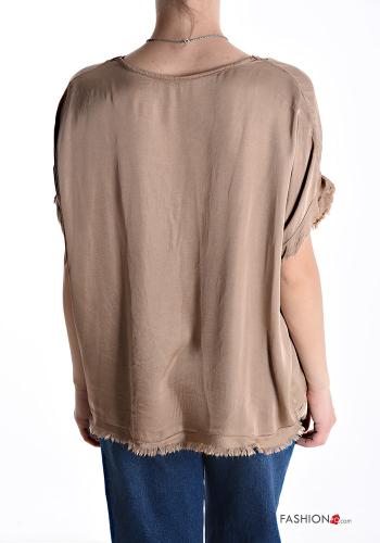 Blusa raso maniche corte scollo a V - ph 2