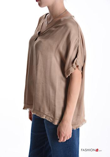 Blusa raso maniche corte scollo a V - ph 3