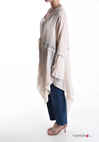 Blouson léger manches extra-longues asymétrique manches à volant à broderie - ph 3