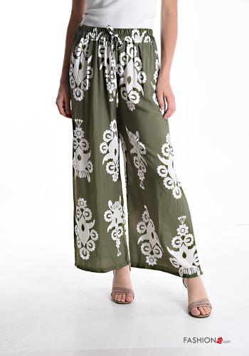 Pantalone wide leg Fantasia stampata con elastico - ph 1