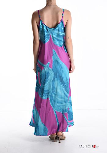 Robe sans manches satin longue à Imprimé Floral - ph 2