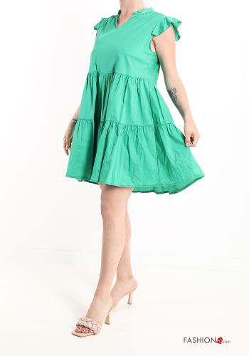 v-neck Cotton Dress with flounces - ph 3