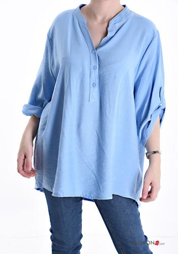 Blouse with buttons 3/4 sleeve with v-neck