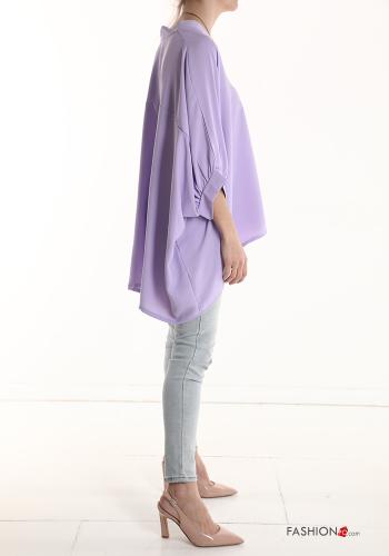 Blouse oversize à col en V manches à trois-quarts avec collier - ph 3