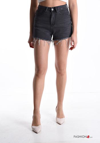 Shorts en Coton en denim courte à boutons avec fermeture éclair - ph 1