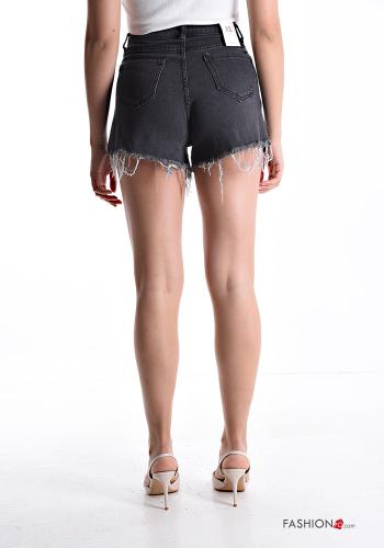 Shorts en Coton en denim courte à boutons avec fermeture éclair - ph 2