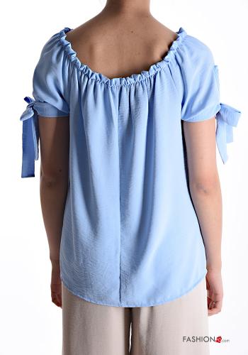 kurze ärmel Bluse mit Schleife mit gummizug - ph 2