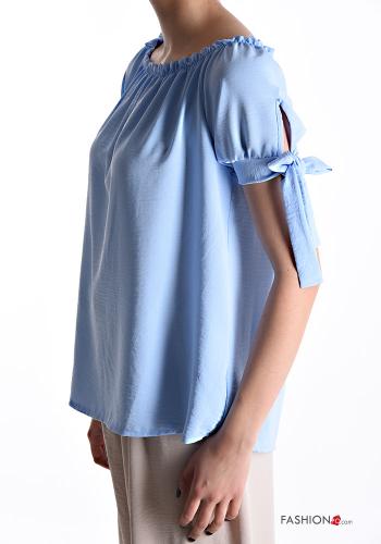 kurze ärmel Bluse mit Schleife mit gummizug - ph 3