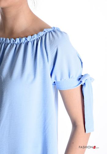 kurze ärmel Bluse mit Schleife mit gummizug - ph 4