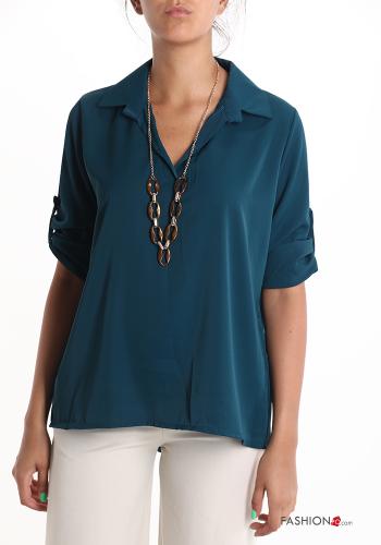 Blusa con cuello en v con collar manga tres cuartos - ph 1