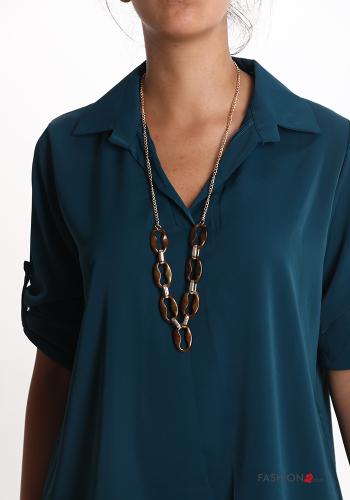 Blusa con cuello en v con collar manga tres cuartos - ph 4